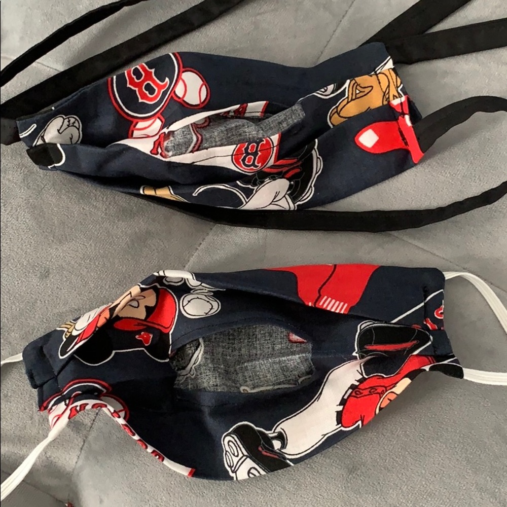 Bundle Two Red Sox Mickey Mouse Face Kid Masks - Picture 3 of 3